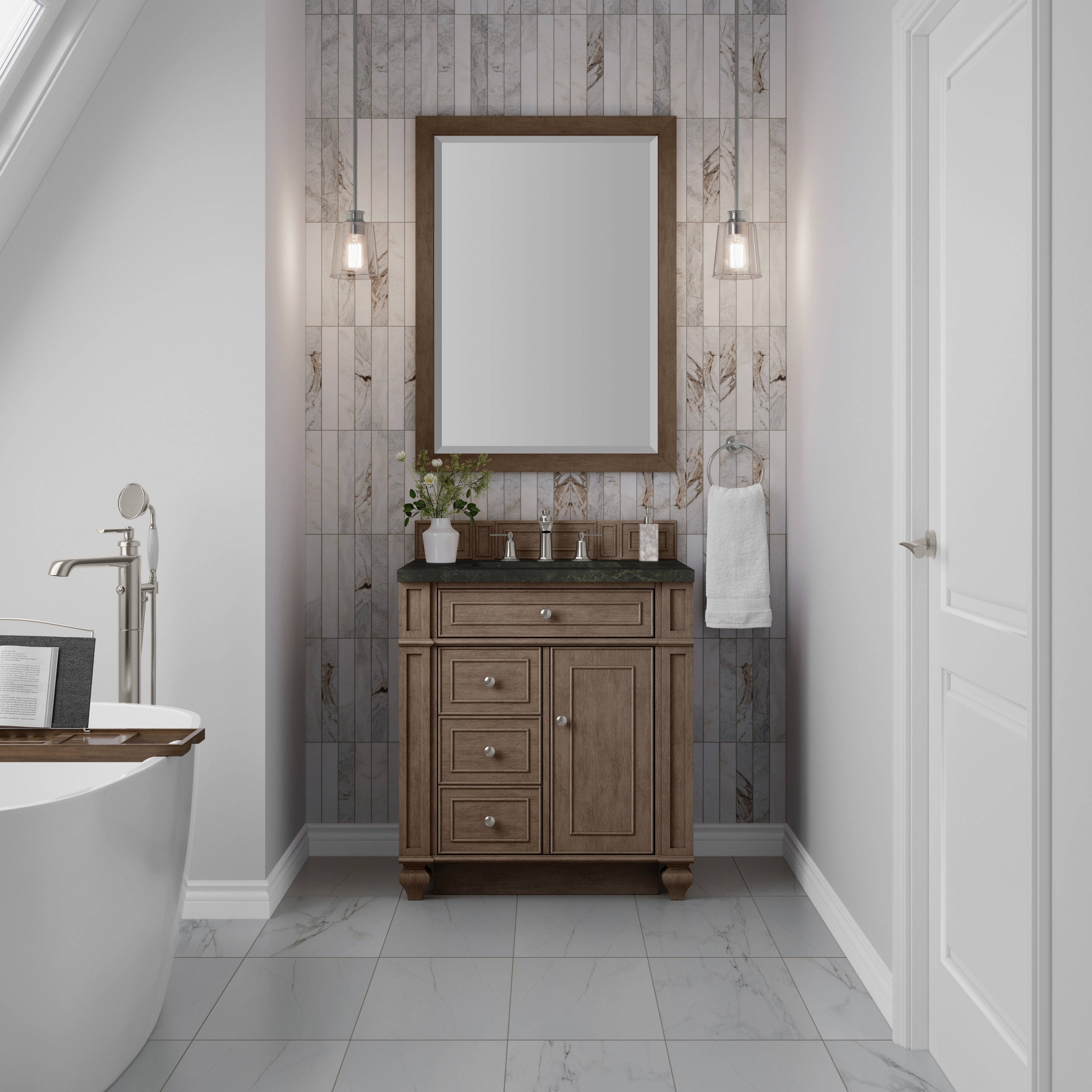 James Martin Vanities Bristol 30" Single Vanity, Whitewashed Walnut