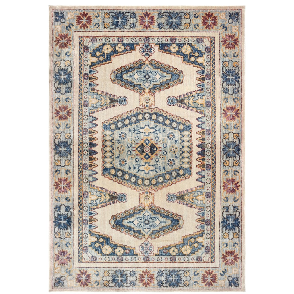 Vista Home Cumberland Tribal Medallion Ivory/ Blue Area Rug