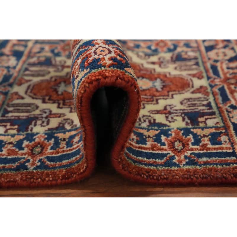 Hand Knotted Oriental 100% Wool Carpet Traditional Medallion Oranges & Rust Heriz (serapi) Area Rug - 3' 0'' X 2' 0''