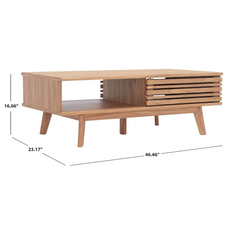 SAFAVIEH Rori Mid-Century 1-Shelf Walnut Coffee Table - 46" W x 23" D x 16" H