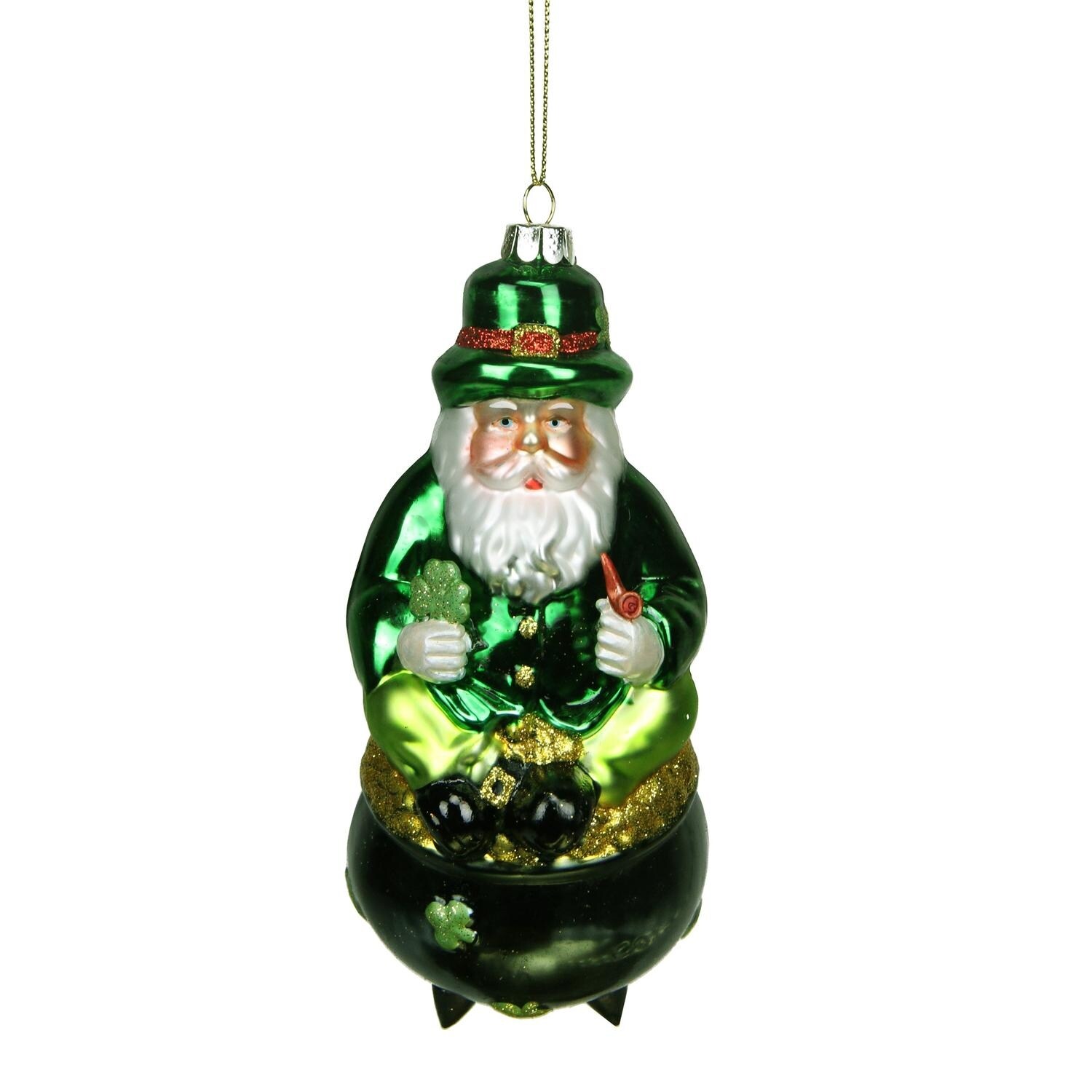 Shop 6 Luck Of The Irish Green And Black Santa Sitting On Pot Of