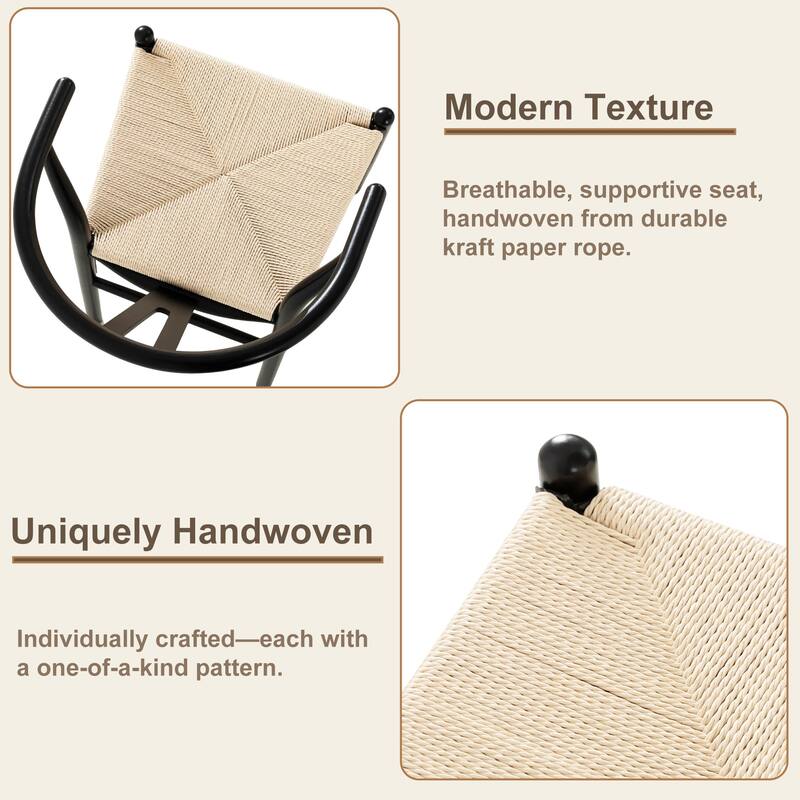 Set of 2 Handwoven Boho Dining Chairs