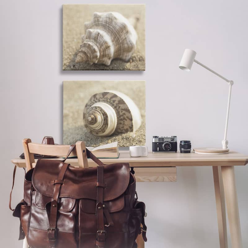Stupell Neutral Tone Sea Life Canvas Wall Art Design By Dora Rotondella (Set of 2)