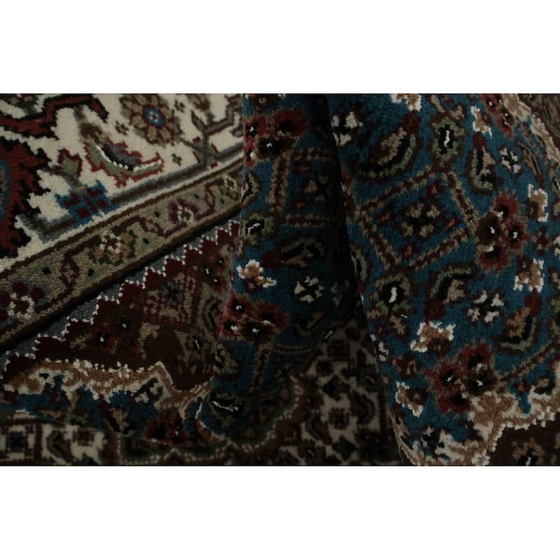 Hand Knotted Oriental 100% Wool Carpet Traditional Floral Navy Blue & Blues Tabriz-Mahi Area Rug - 5' 9'' X 3' 9''