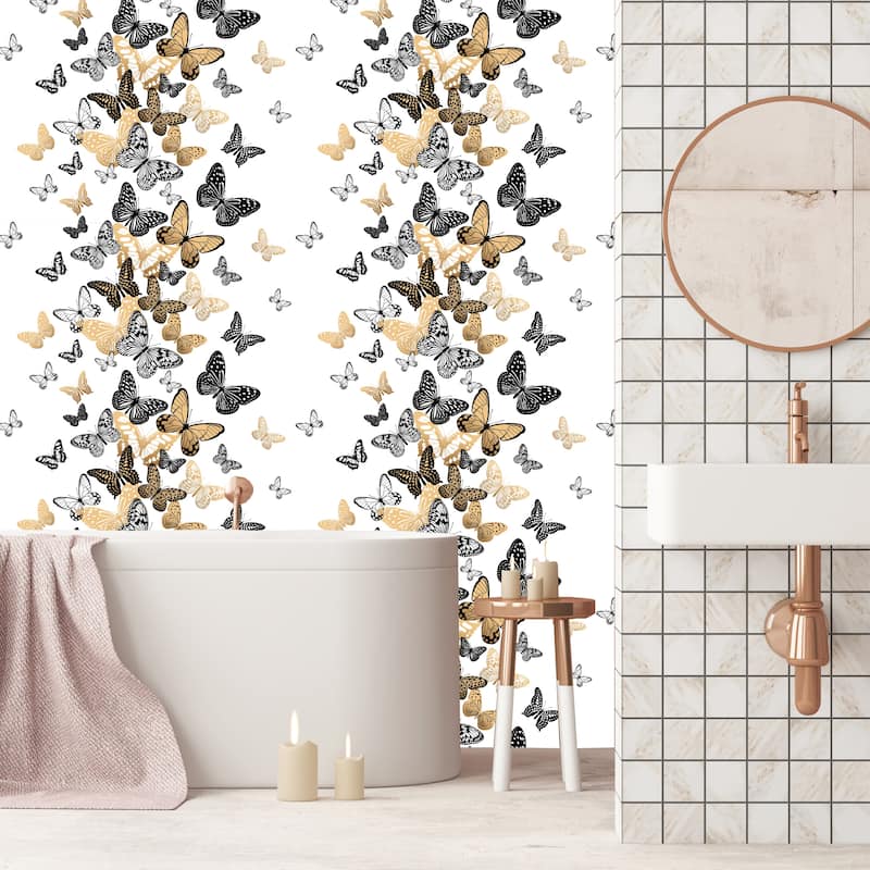 Happiness Butterflies Removable Wallpaper - 24'' inch x 10'ft