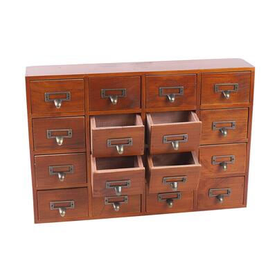 Traditional 16 Drawers Wood Apothecary Chest Storage Cabinet