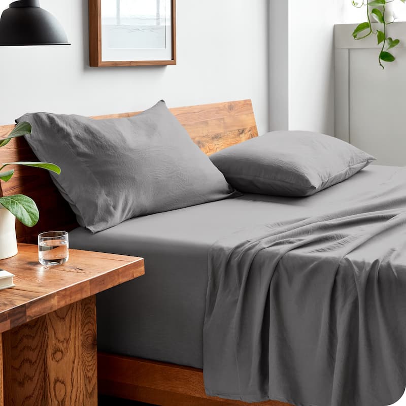 Bare Home Washed Microfiber Deep Pocket Sheet Set