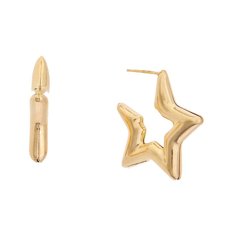 Juvell Gold Plated Brass Star Hoop Earrings - N/A