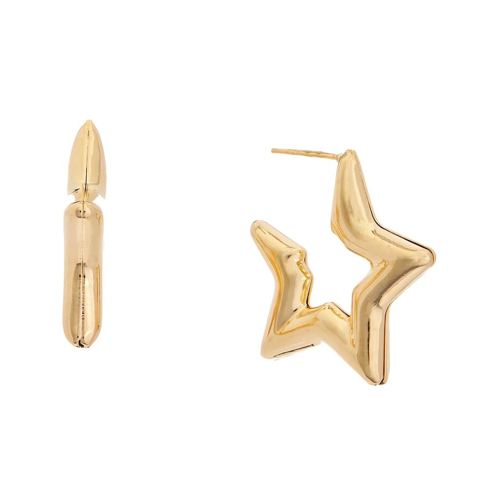 Juvell Gold Plated Brass Star Hoop Earrings - N/A