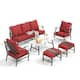 MAISON ARTS 6/7-Piece Patio Conversation Sets, Sofa Set with 2/4 x Single Chairs, 1 x 3-seater Sofa and Coffee Table/Ottomans