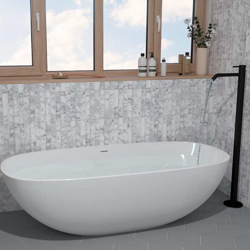 Lyrical 4.5x9 Matte Marble Look Porcelain Fluted Ribbed Tile - Wall, Backplash