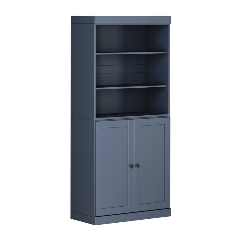 Palace Imports 100% Solid Wood 6-Shelf Bookcase with Shaker Doors and Adjustable Shelves