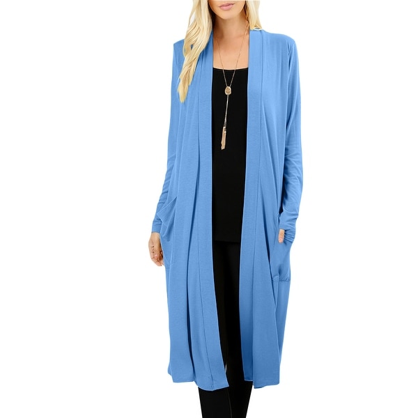 NE PEOPLE Womens Classic Long Sleeve Knee Length Side Pockets Cardigan. Opens flyout.