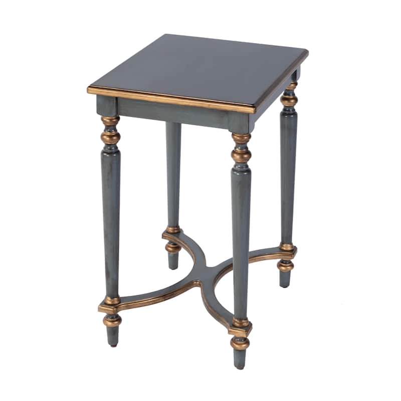 Tyler 18 in. W Rectangular Wood Side Table with 4-Way Match Veneer Inlay - Royal Pastel Blue