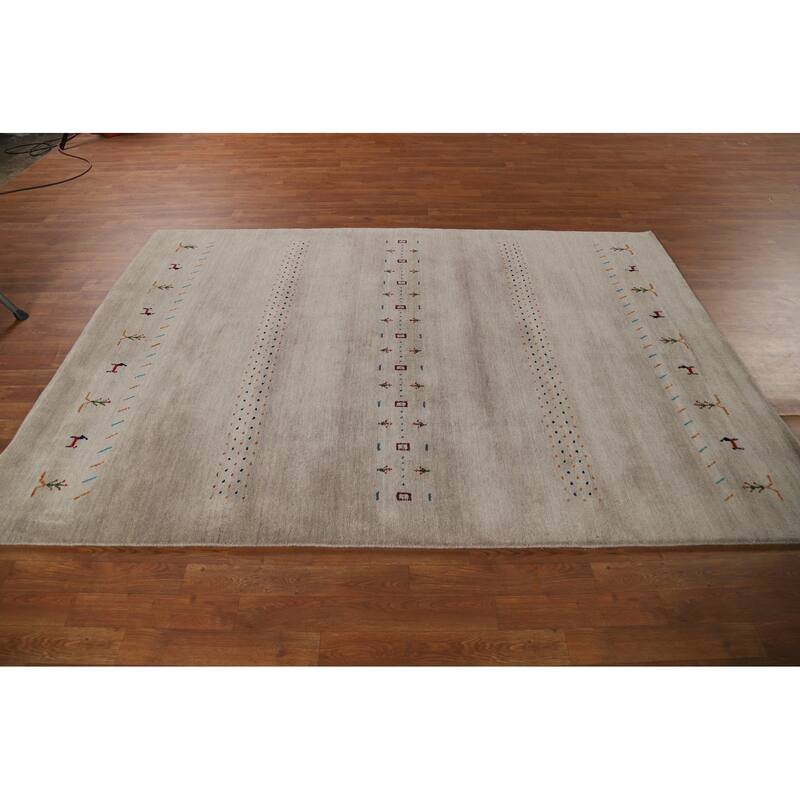 Tribal Gabbeh Oriental Rug Hand-Knotted Modern Wool Carpet - 5'7"x 7'11"