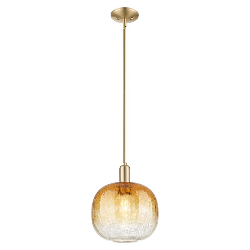Innovations Lighting Downtown Urban - Brookhaven Sphere - 1 Light 10" Stem Hung Mini Pendant - Champagne Bronze/Amber Shade