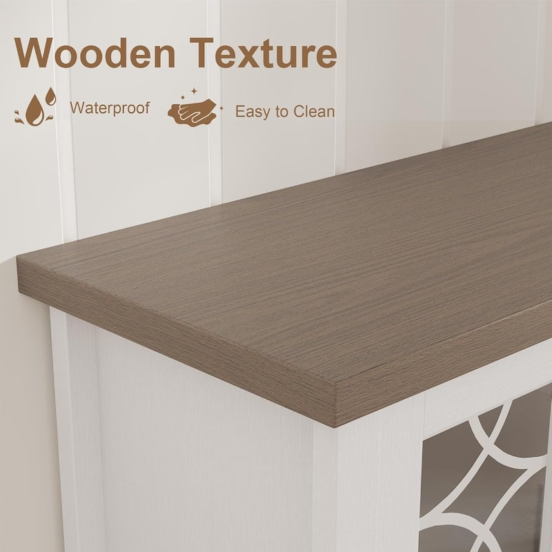 Mid Century TV Stand for 70 Inch, Entertainment Center with Glass Door