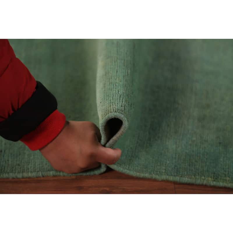 Green Gabbeh Modern Area Rug Handmade Wool Carpet - 4'10" x 6'7"