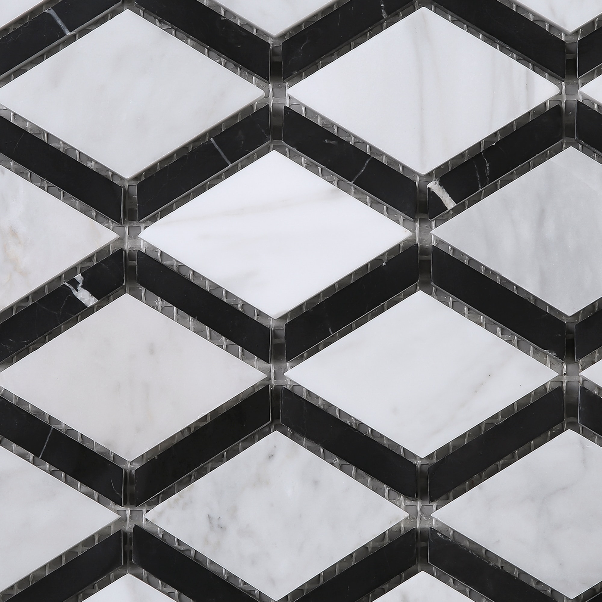 Tilegen Diamond Shape Random Sized White Carrara Marble Tilegen Diamond Shape Random
