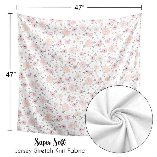 Watercolor Floral Collection Girl Baby Swaddle Receiving Blanket - Blush Pink, Grey and White Boho Shabby Chic Rose Flower