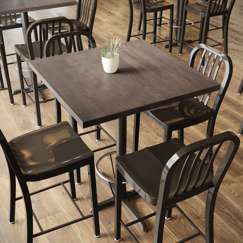 Commercial Solid Wood Tabletop with Support Bars for Indoor Use - 36"W x 36"D x 1.5"H