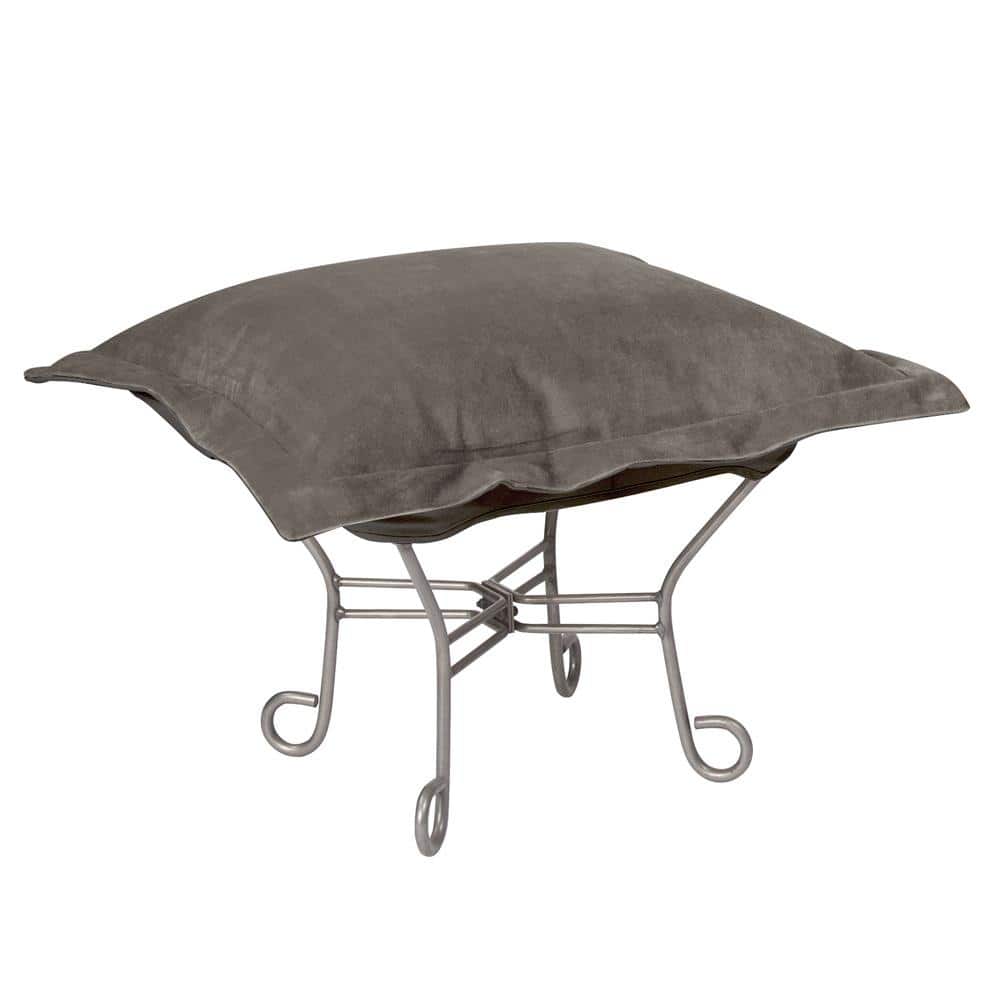 Allan Andrews Scroll Puff Ottoman with Titanium Frame & Cover, Bella Collection