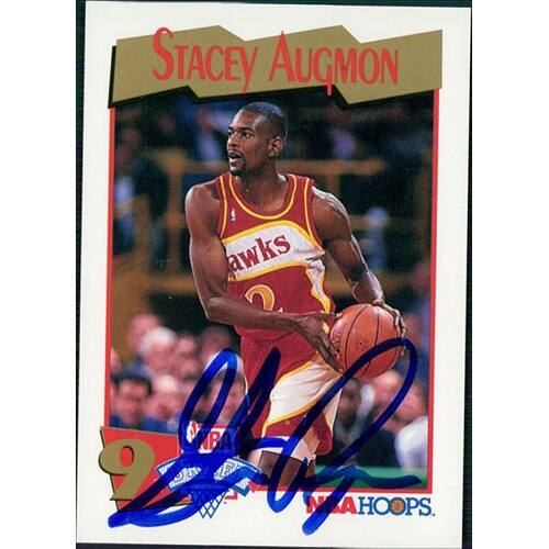 Shop Signed Augmon Stacey Atlanta Hawks 1991 Nba Hoops Basketball