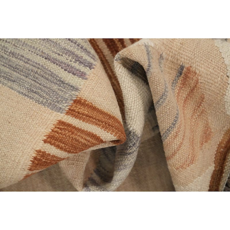 Hand Woven Oriental 100% Wool Carpet Southwestern Modern Beige & Ivories Kilim Area Rug - 6' 3'' X 4' 0''