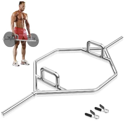Gymax Heavy Duty Olympic Hex Trap Bar w/ Flat or Raised Knurled