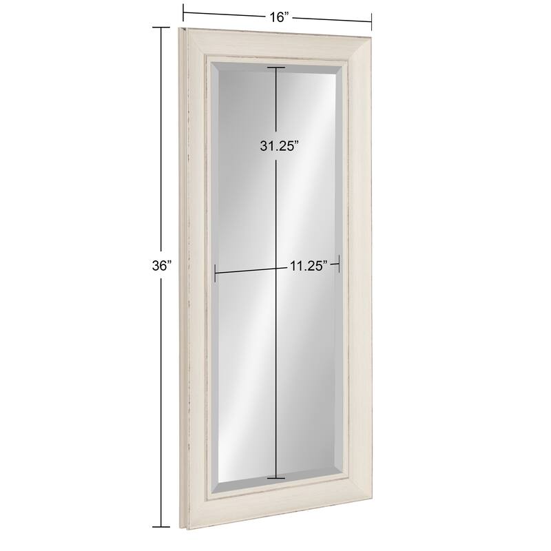 Kate and Laurel Macon Framed Wall Panel Beveled Mirror, 16x36, Soft White - Soft White - 16x36