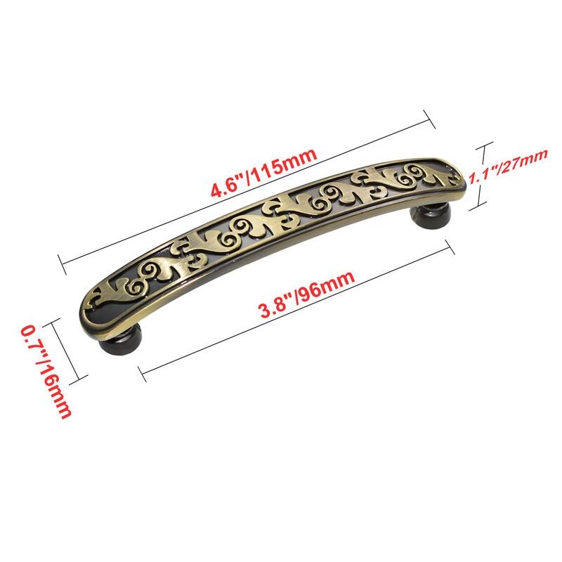 Utopia Alley Roma Pull Handle - Decorative Cabinet Drop Pull Handles for Cabinets, Antique Brass, 3.8" Center to Center