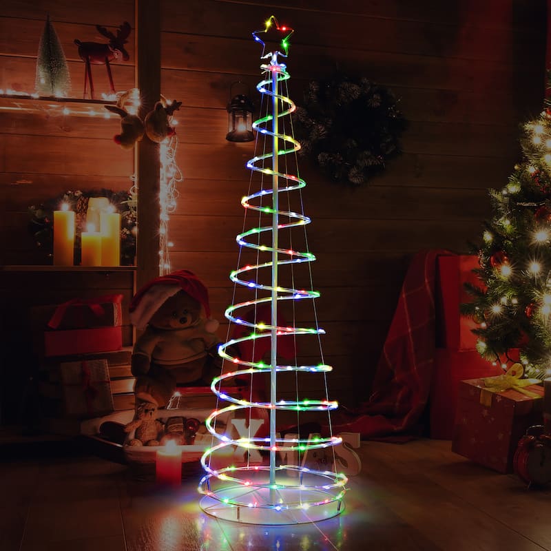 Costway 6 FT Spiral Christmas Tree with135 LED Lights 10 Lighting - See Details