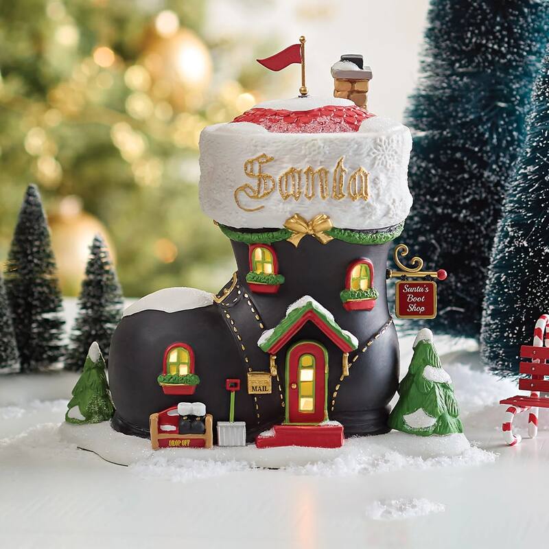 Department 56 North Pole Series Santa's Boot Shop Lighted Building - 6013444