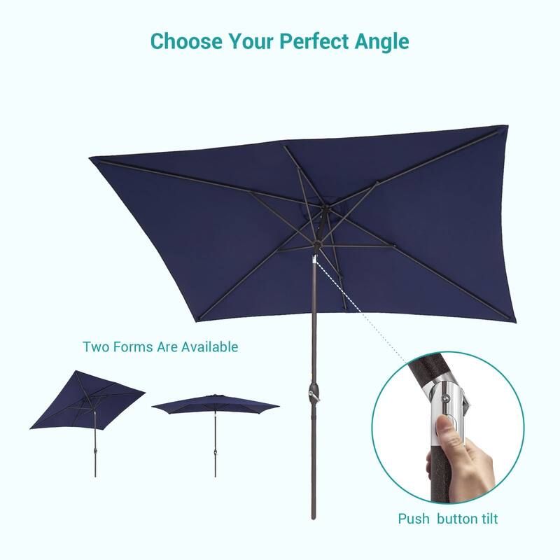 Bonosuki 10 x 6.5ft Patio Rectangular Umbrella with Tilt and Crank