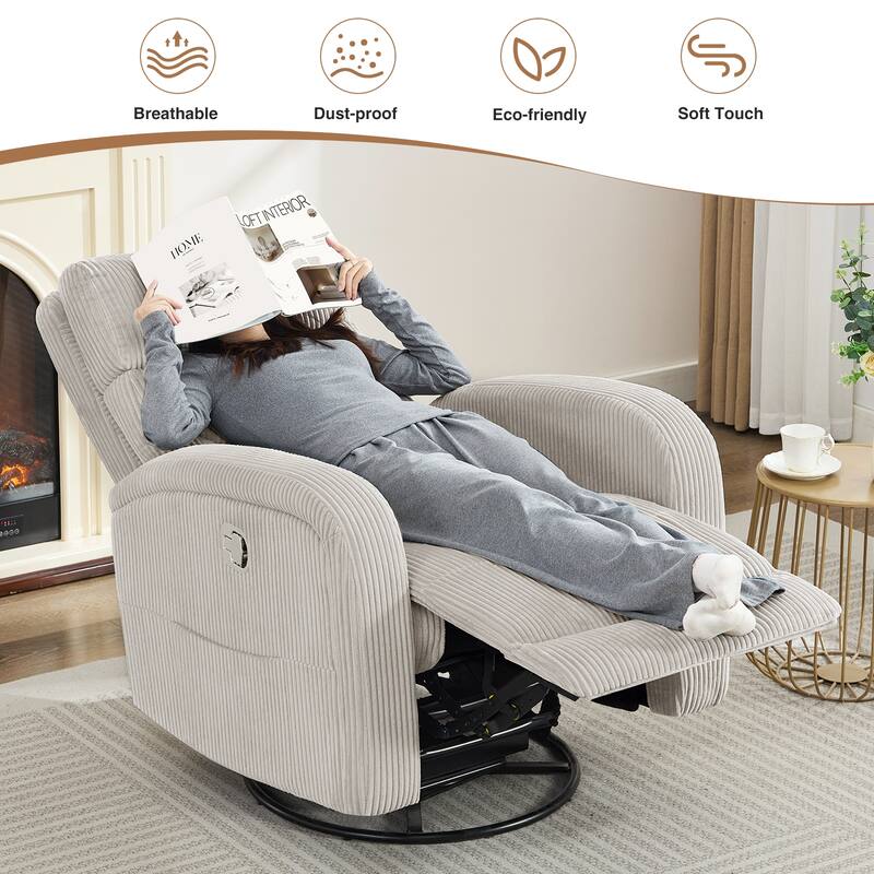 Oversized Faux Leather Massage Power Recliner with Two Pockets