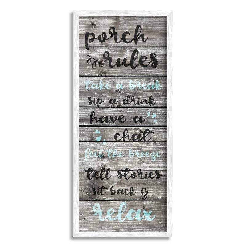 Porch Rules Rustic Blue Sit Back and Relax Framed Wall Art Bed Bath