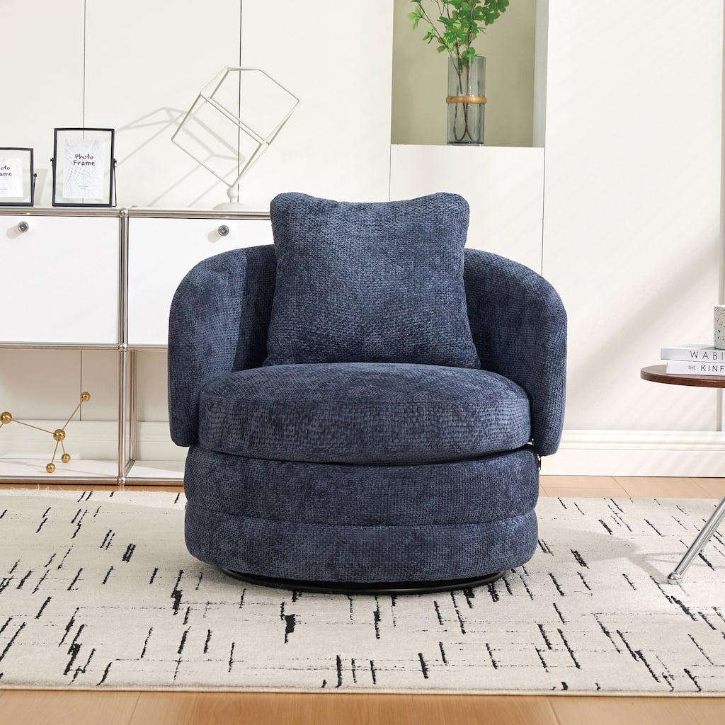 Navy Barrel Chair Accent Chair Side Chair with Pillow, Simple Leisure Chair Padded Chair Vanity Chair Reading Chair
