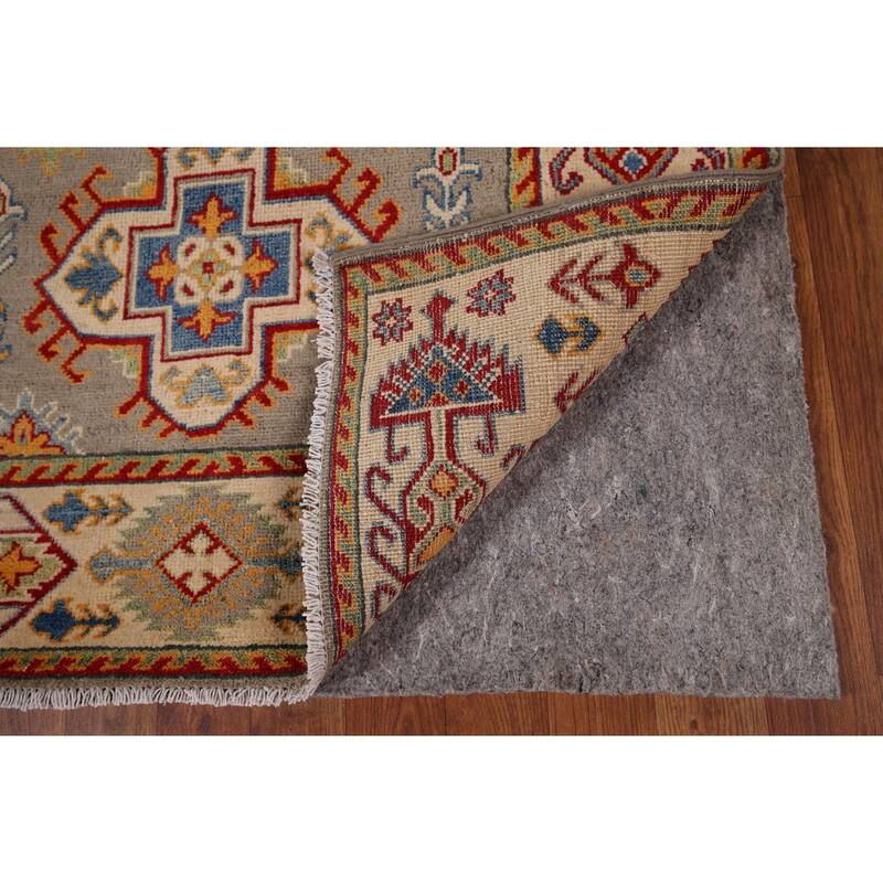 Kazak Oriental Accent Rug Hand-Knotted Beige Geometric Wool Carpet - 3'6" x 4'9"