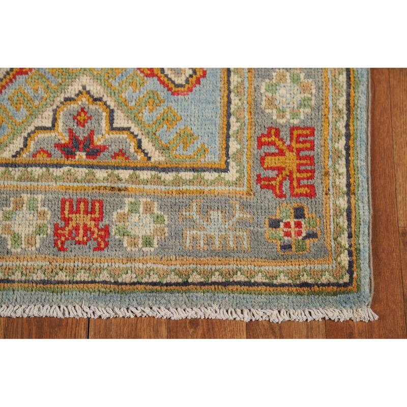 Geometric Kazak Oriental Accent Rug Hand-Knotted Wool Carpet - 2'0" x 3'0"