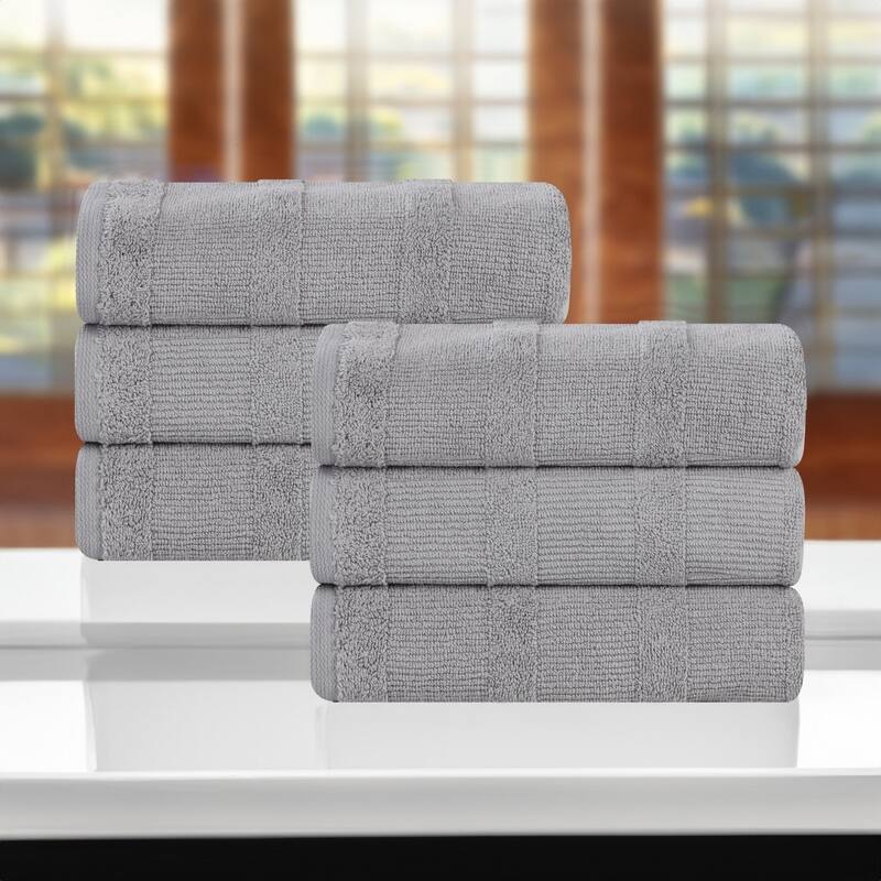 Superior Roma Cotton Ribbed Soft Highly Absorbent Hand Towel Set of 6