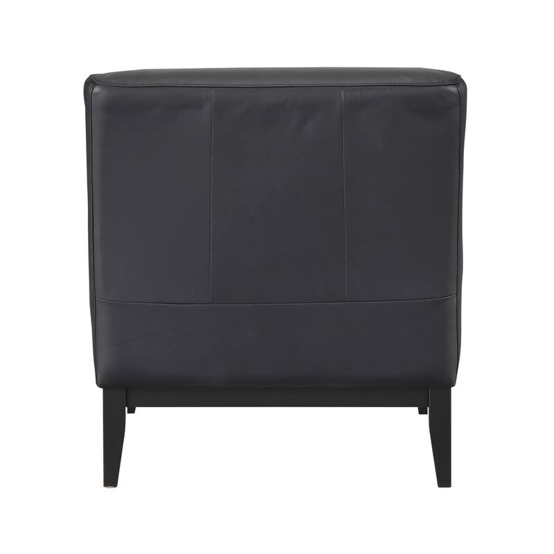 Hayes 28.5" Leather Accent Chair - Black Finish Solid Wood Legs