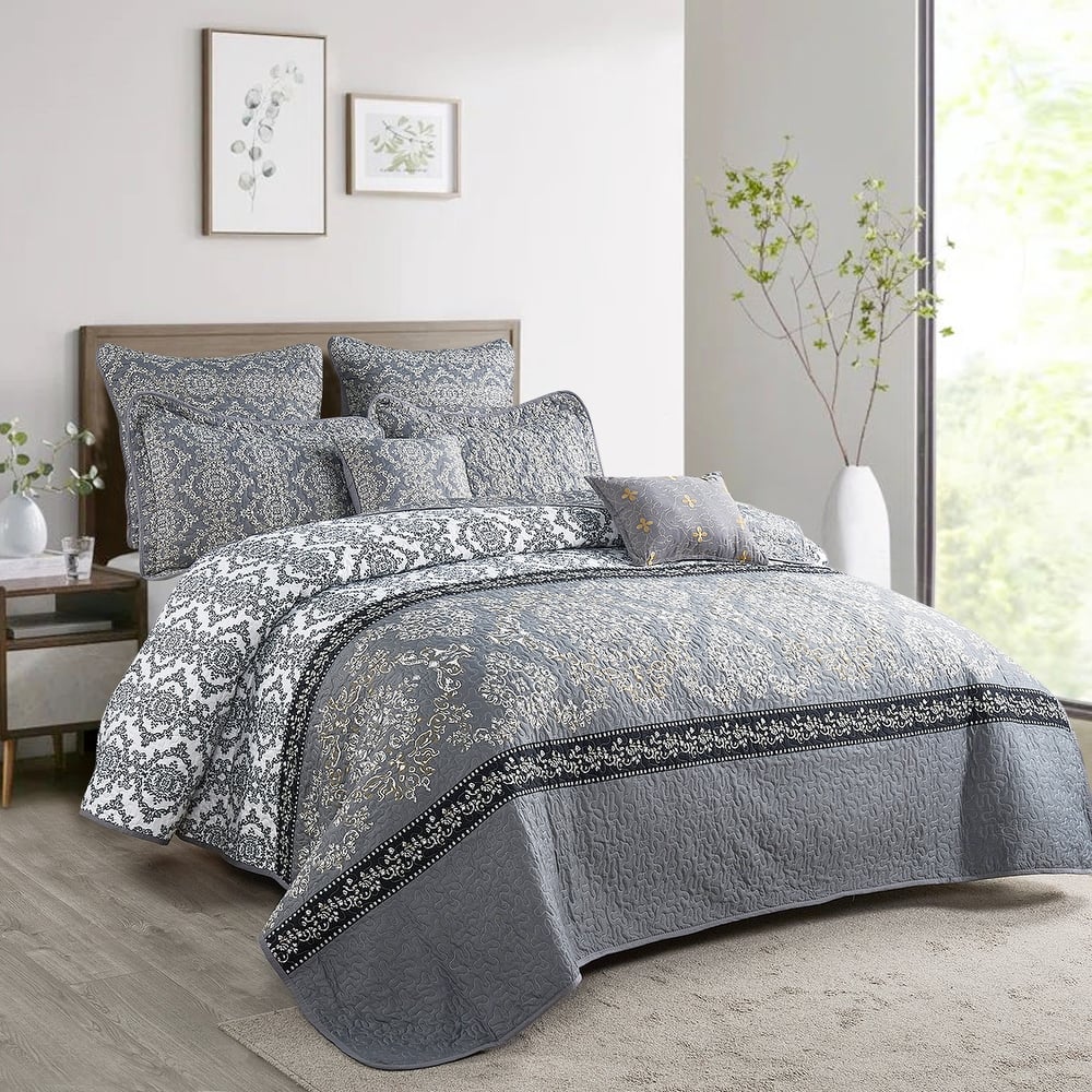Serenta Mystic Printed Reversible 7-piece Bedspread Coverlet Set