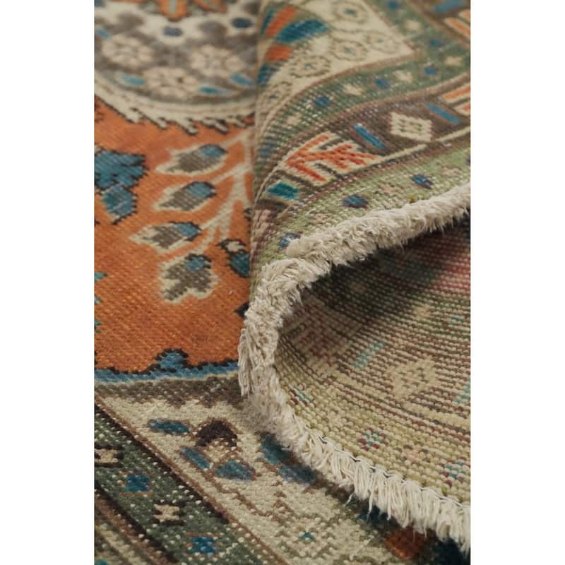 Hand Knotted Oriental 100% Wool Carpet Traditional Floral Oranges & Rust Tabriz Area Rug - 4' 11'' X 3' 3''