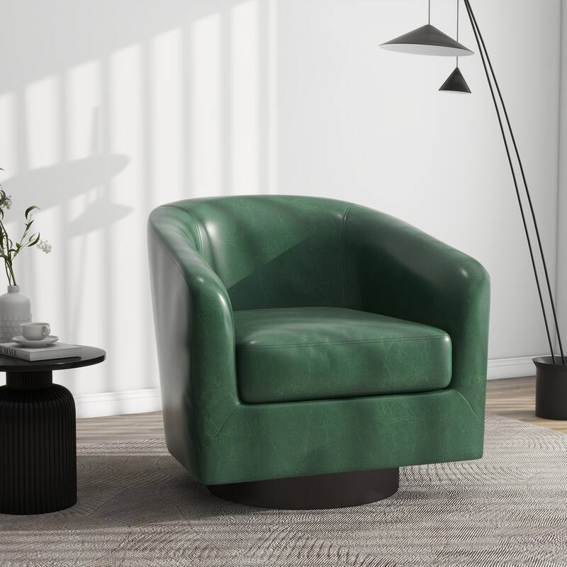 Modern Upholstered Barrel Chair Swivel Accent Chair for Living Room