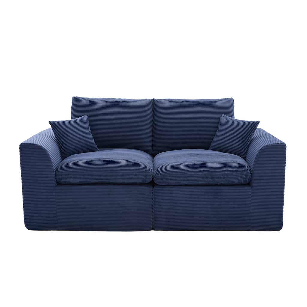 Modern 2-Seater Corduroy Cloud Sofa Modular 2-Piece Sectional Sofa with Removable Covers, for Living Room, Bedroom & Dorm