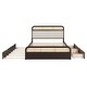 preview thumbnail 10 of 8, Queen Size Platform Bed with Trundle, Pine Wooden Bed with 2 Drawers, Kid's Bed with Rattan Headboard, Brown