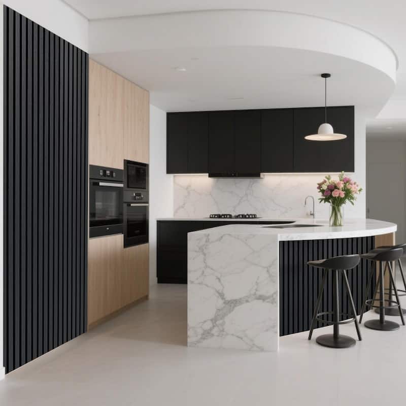 Art3d Flex Acoustic 3D Wall Panel 95.3"x23.8" Black Wood