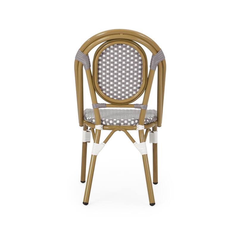 Outdoor PE Ratten and Aluminum French Bistro Chairs, Set of 2