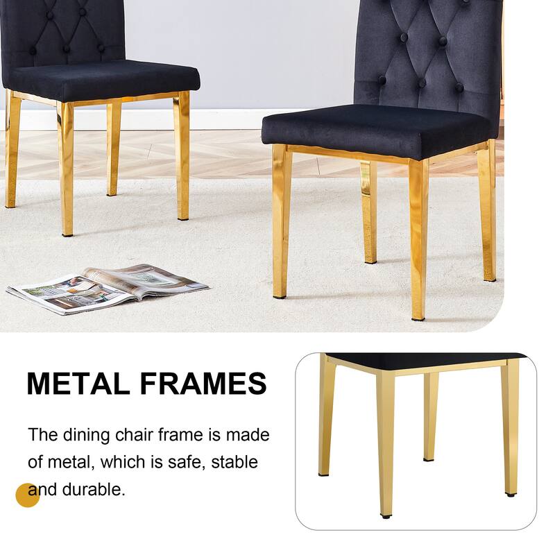 8 Piece Velvet Armless Dining Chair Set with Mesh Backrest, Seat Cushion, Metal Legs for Dining Room Kitchen Living Room Bedroom