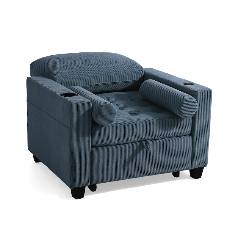 3-in-1 Pull-Out Sleeper Chair Bed Convertible Adjustable Lounge